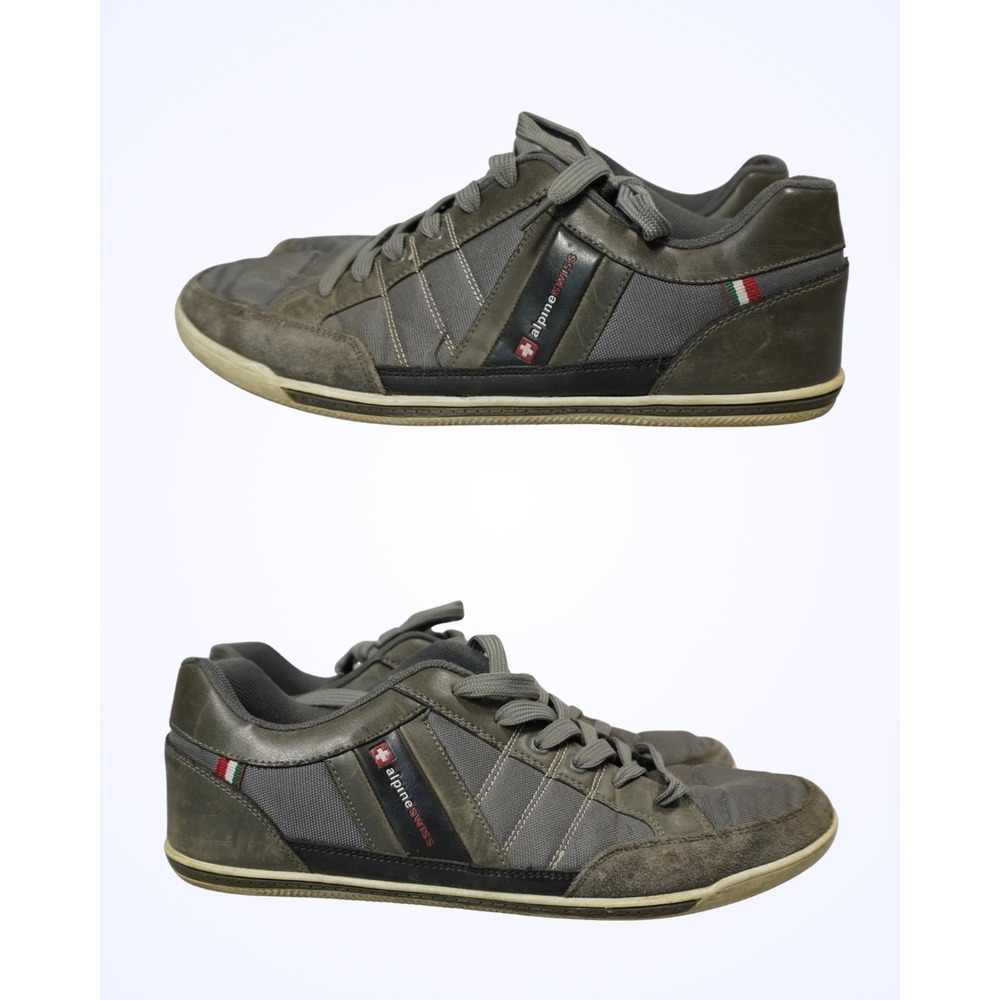 Alpine Swiss Stefan Mens Size 12 Olive Green Grey Low Top Sneakers Shoes